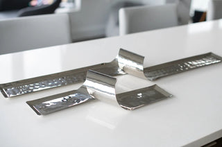 compact serving tray rikan stainless steel wave design platter set view