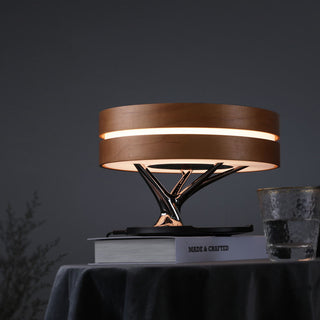 Dimmable wireless bedside lamp close-up — Bluetooth detail
