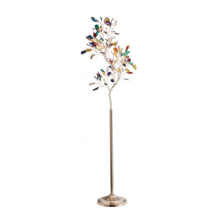 Agate iron tree floor lamp wide view — whimsical warm
