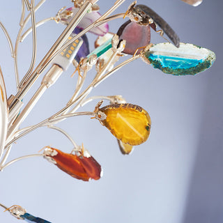 Agate iron tree lamp close-up — colored branch detail