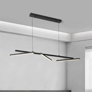 Linear black LED pendant light, modern kitchen island dining room ceiling fixture