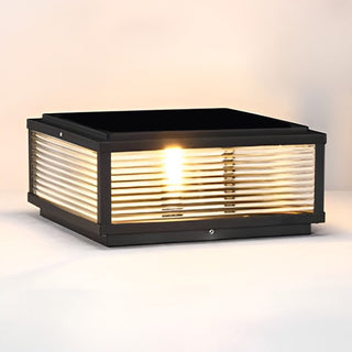 Outdoor Floor Lamp | Veraluce Black Streaked Glass Ribbed Garden Lighting