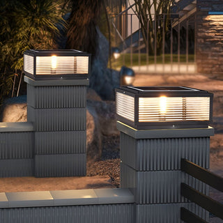 Outdoor Floor Lamp | Veraluce Black Streaked Glass Ribbed Garden Lighting
