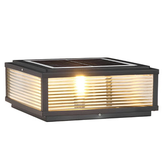 Outdoor Floor Lamp | Veraluce Black Streaked Glass Ribbed Garden Lighting
