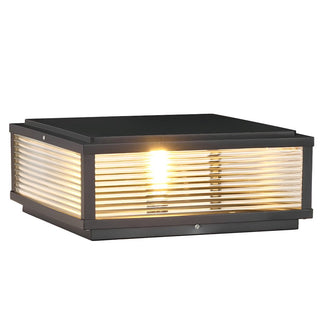 Outdoor Floor Lamp | Veraluce Black Streaked Glass Ribbed Garden Lighting