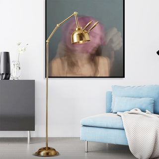 Gold rabbit lamp close-up — iron base whimsical detail