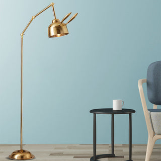 Gold rabbit lamp front — modern iron base whimsical design