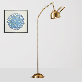 Modern gold rabbit floor lamp wide — iron warm