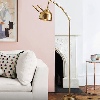 Gold rabbit floor lamp setting — modern iron wide view