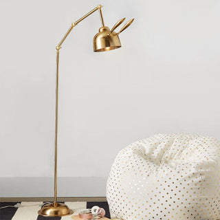 Gold rabbit modern floor lamp — iron base whimsical shade living room