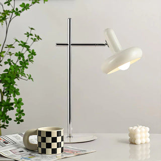Modern white glass disc table lamp — iron base soft ambient