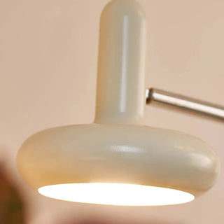White glass disc lamp ambient — modern iron warm glow