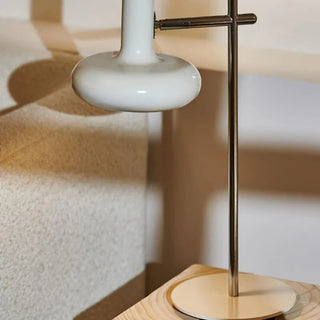 Glass disc lamp detail — modern white iron soft warm