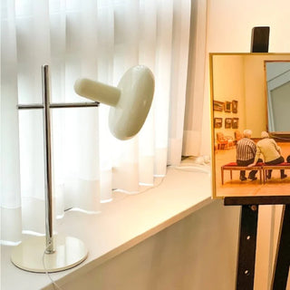 Modern disc glass table lamp side — iron base warm glow
