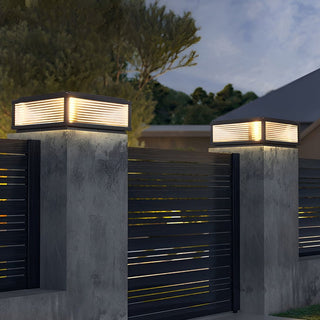 Outdoor Floor Lamp | Veraluce Black Streaked Glass Ribbed Garden Lighting