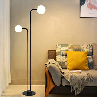 Black marble floor lamp front — two glass lights design
