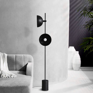 Modern black marble floor lamp illuminated — E27 warm