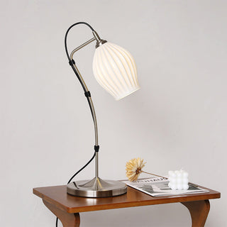 White ribbed ceramic lamp front — vintage classic E14 design