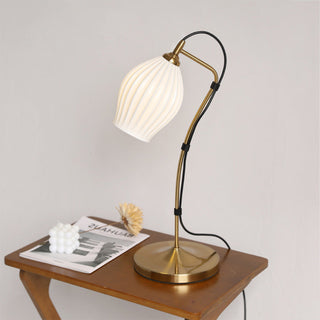 White ribbed lamp close-up — vintage ceramic E14 detail