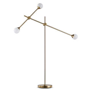 Modern glass orb lamp wide view — swing arm LED warm