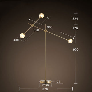 White glass orb lamp setting — adjustable metal arm wide