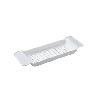 expandable adjustable bathtub tray bath shelf spa accessory organizer front view