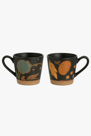 vintage floral-motif ceramic mug