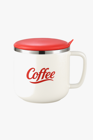 Stainless steel travel coffee mug with sealed leak-proof lid, 400 ml