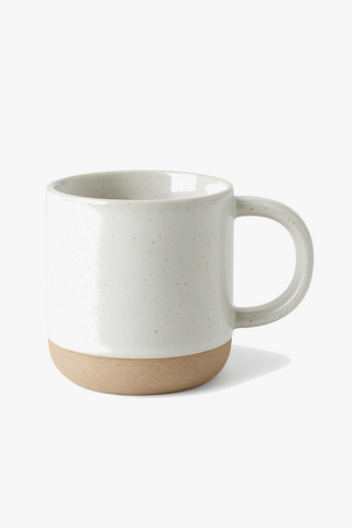 White frosted speckled ceramic coffee mug with handle, 150 ml