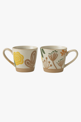 vintage floral-motif ceramic mug