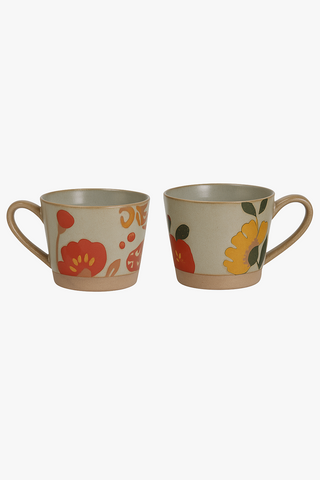 vintage floral-motif ceramic mug