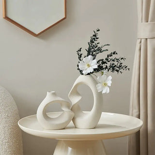 scandinavian ceramic vase set minimalist twist design modern nordic decor close-up