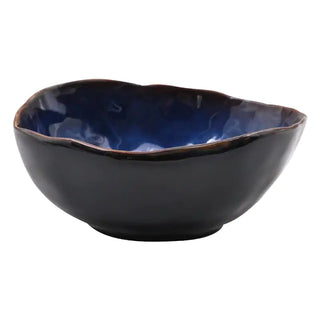 french cat eye bowl earthworks blue ceramic porcelain serving dish irregular shape front view