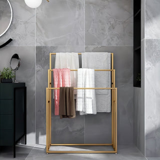modern 3 tier wall mounted bathroom towel rack linen organizer lifestyle view