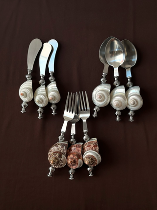 natural seashell handle stainless steel cutlery