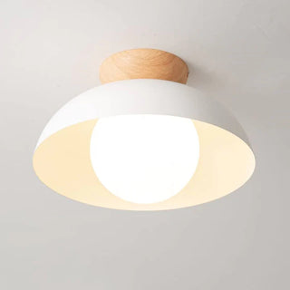 Semi-flush mount metal ceiling light – modern glass fixture detail