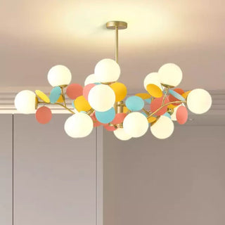 Glass iron multicolored flower chandelier creative pendant lamp