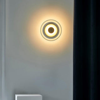 Modern round glass wall sconce ambient — clear iron LED