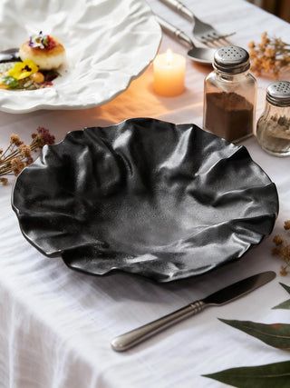 Black Sculptural Ceramic Serving Plate
