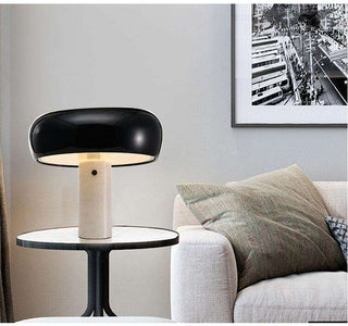 Carbon steel table lamp detail — modern glass fixture
