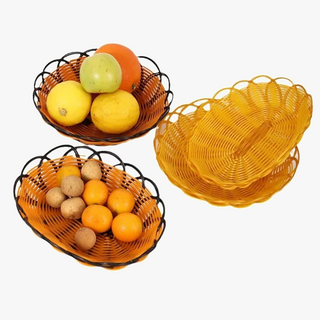 Woven rattan fruit basket