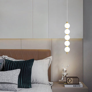 LED white ball chandelier copper fitting ceiling fixture detail