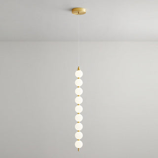 Modern LED white ball hanging light copper accent living room
