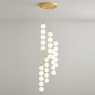 Contemporary white globe pendant with copper detail bedroom light