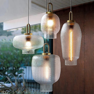 Frosted glass pendant in kitchen — brass modern ceiling lamp