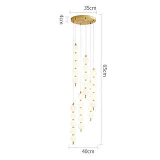 White LED ball pendant copper accent ceiling lamp overhead view
