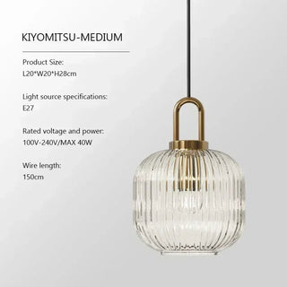 Suspension citrouille – Suspension en verre transparent avec cadre en fer, design moderne