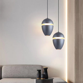 Cozy bedside pendant side view — small bedroom ceiling lamp