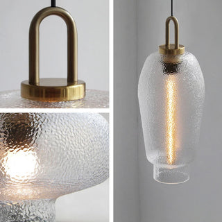 Lámpara colgante de cristal esmerilado - Lámpara colgante de cocina moderna con estructura de cristal y latón