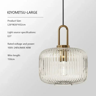 Suspension citrouille – Suspension en verre transparent avec cadre en fer, design moderne